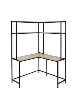 Telford Corner Desk With Shelves - Light Oak