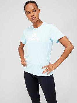 adidas Big Logo Tee - Light Blue, Light Blue, Size Xs, Women