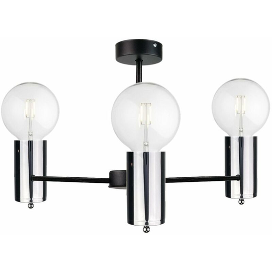 Keter Arde Multi Arm Semi Flush Ceiling Light Black, Silver, 60cm, 3x E27