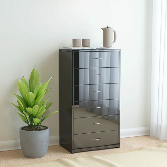 Topdeal - Sideboard with 7 Drawers High Gloss Black 50x34x96 cm Chipboard VDTD31708