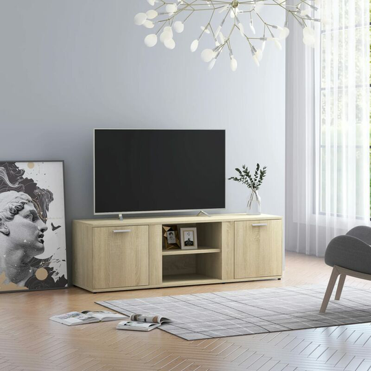 TV Cabinet Sonoma Oak 120x34x37 cm Chipboard - Brown