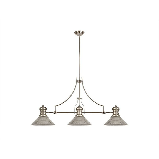 Luminosa Lighting - 3 Light Telescopic Ceiling Pendant E27 With 30cm Cone Glass Shade, Polished Nickel, Clear