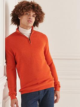 Superdry Studios Merino 1/4 Zip - Orange, Orange, Size S, Men