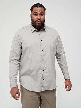 Calvin Klein Big & Tall Stretch Poplin Slim Fit Shirt - Light Grey, Light Grey, Size 3Xl, Men