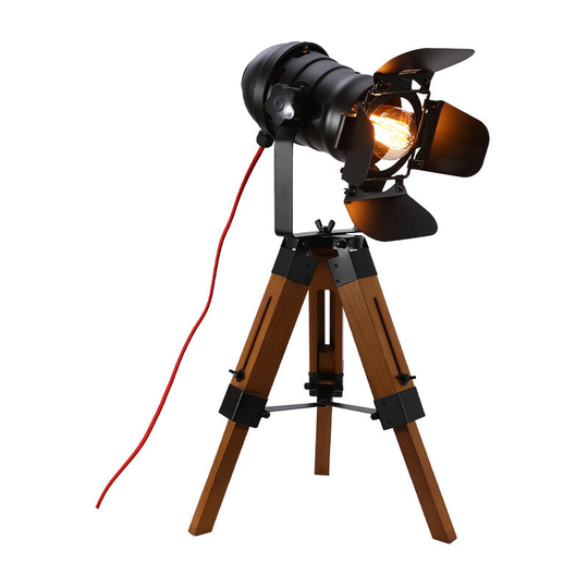 Benobby Kids - Modern Industrial Black Tripod Desk Lamp - Bedside Lamp Shade Vintage Floor Lamp Nautical Cinema Wood Floor Lamp, Table Lamp Reading