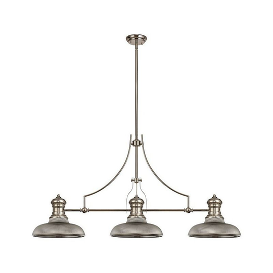 Luminosa Lighting - 3 Light Telescopic Ceiling Pendant E27 With 30cm Round Glass Shade, Polished Nickel, Smoked