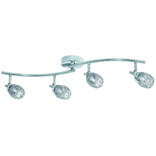 Searchlight Mesh Spot I - 4 Light Adjustable Ceiling Spotlight Bar Chrome with Wire Mesh Shades, G9