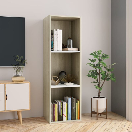 Asupermall - Book Cabinet/TV Cabinet White and Sonoma Oak 36x30x114 cm