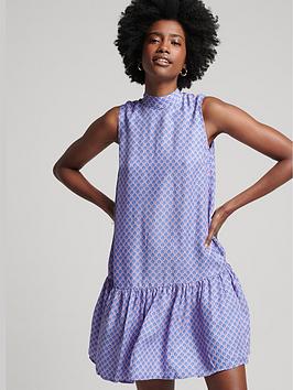 Superdry Studios Woven Mini Dress - Gabriella Pink Print, Print, Size 8, Women