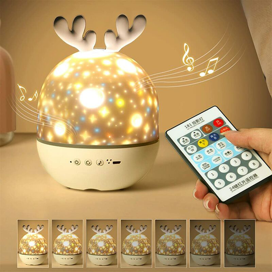 Einemgeld - Baby Projector Night Light, led Child Night Light Music and Light Lamp 360° Rotation with 8 Music 6 Movies Theme, usb Remote Control Star