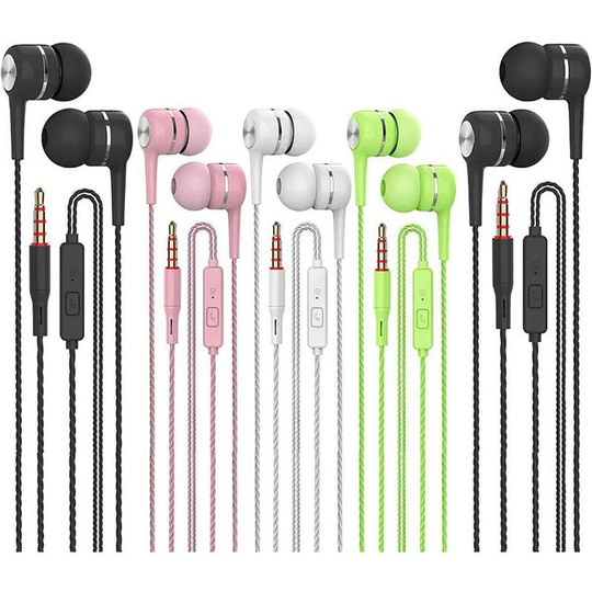 Briday - Earbuds Headphones with Microphone 5 Pack,Earbuds Wired Stereo Earphones in-Ear Headphones Bass Earbuds, Compatible with iPhone and Android