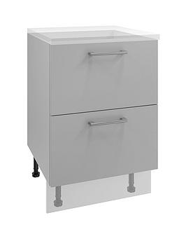 Manor Interiors Linea Light Grey 2 Drawer Unit With Hidden Internal 3 Rd Drawer Unit 600Mm