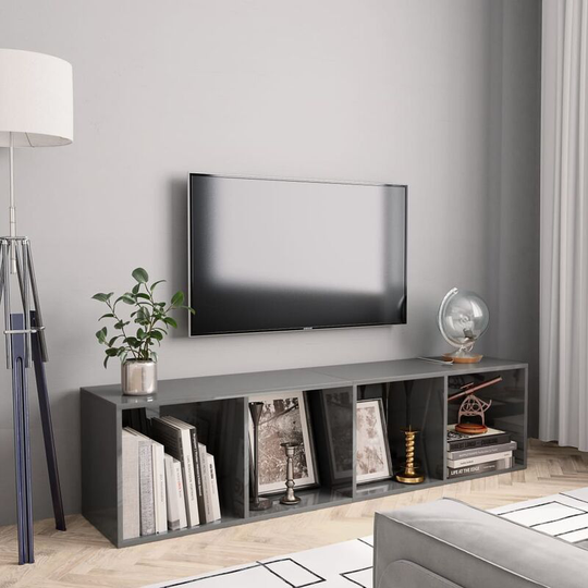 Hommoo Book Cabinet/TV Cabinet High Gloss Grey 143x30x36 cm VD31298