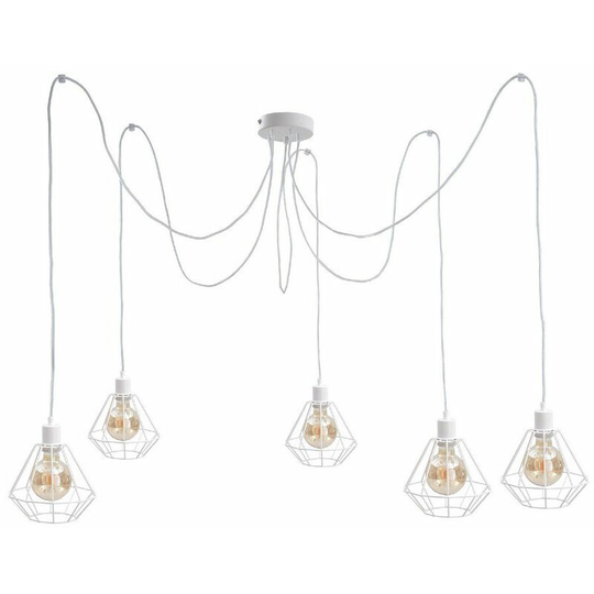 Keter Lighting - Keter Foskal Cluster Pendant Ceiling Light White, 5x E27