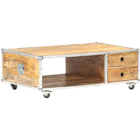 Coffee Table 89x59x33 cm Solid Rough Mango Wood Vidaxl Brown