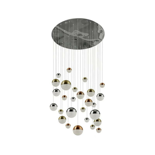 Searchlight Planets 27 Light Copper, Chrome, Satin Brass Caps & Crystal Sand 4000K