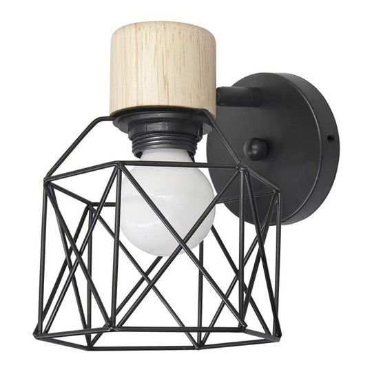 Aougo - 1pc Retro Iron Cage Wall Lamp E27 Wall Sconce Industrial Metal Light Fixtures for Hotel Cafe Bar Restaurant Kitchen Bedroom (Black)