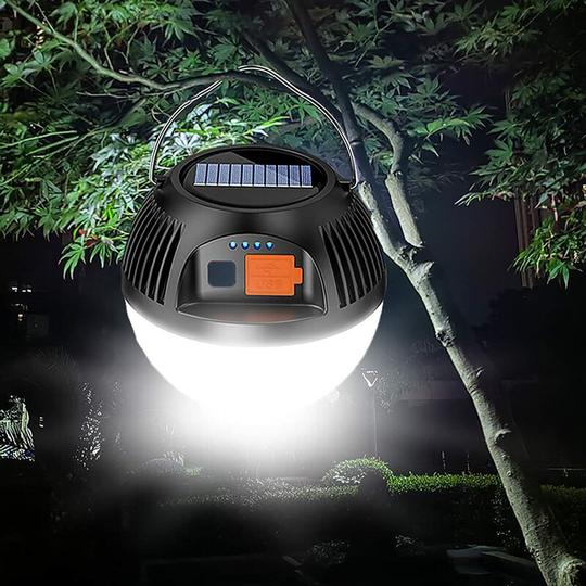Aougo - Solar Camping Lantern, usb Rechargeable led Flashlight Water Resistant Emergency Light 3 Modes Tent Light Outdoor Search Light for Blackouts,