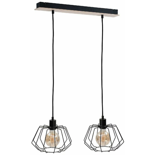 Keter Soho Bar Pendant Ceiling Light Wood, 55cm, 2x E27