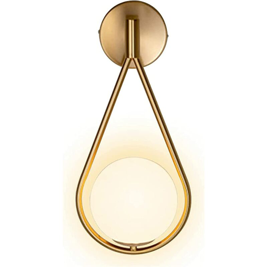 Aougo - Gold Indoor led Wall Light, Modern Industrial Retro Round Wall Sconce, Adjustable Corner Wall Sconce, E27 Glass Ball Shade, Metal Wall