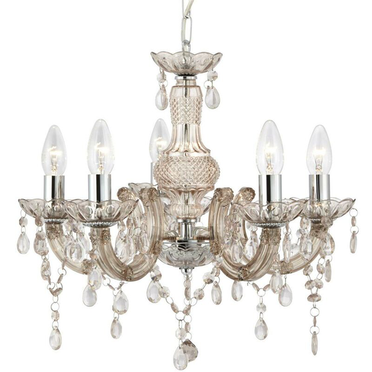 Searchlight Lighting - Searchlight Marie Therese - 5 Light Chandelier Mink Finish with Acrylic Crystals, E14
