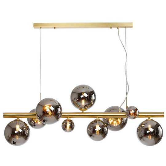 Luminosa Lighting - Luminosa Marshall Linear Ceiling Pendant, 9 Light G9, Satin Gold, Chrome Plated Glass