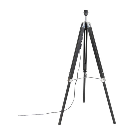 Qazqa - Floor Lamp Black without Shade - Tripod - Black