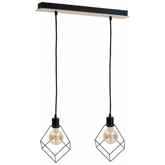 Keter Ruben Bar Pendant Ceiling Light Wood, 55cm, 2x E27