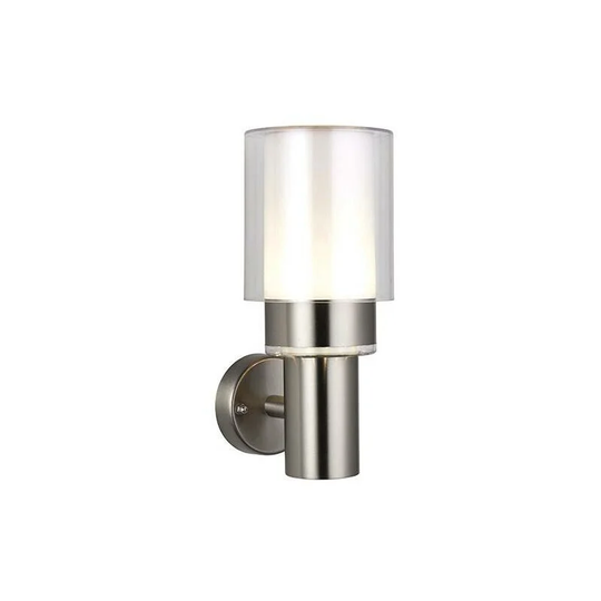 Saxby Olympia - Integrated led 1 Light Outdoor Wall Light Brushed Stainless Steel, Clear IP44