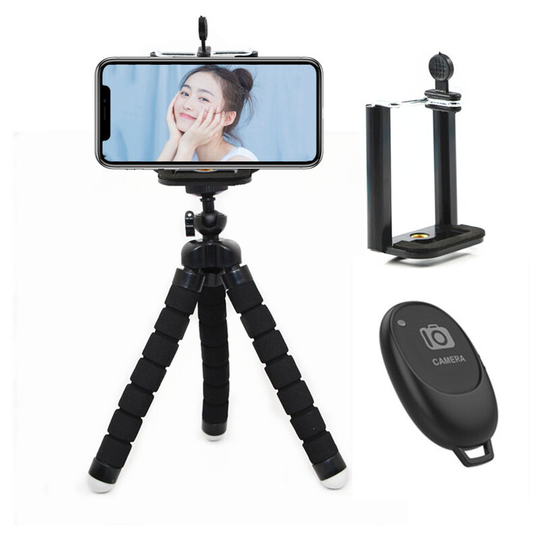 Tripod for cell phone, mini tripod for smartphone and camera, tripod with bluetooth remote control