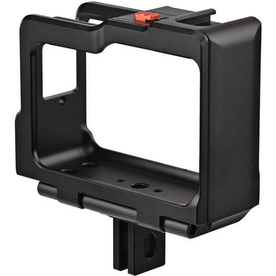 Metal Sports Camera Video Cage with Dual Cold Shoe Mounts Protective Frame Cage Vlog Accessories Replacement for Insta360 one r/ rs - Black
