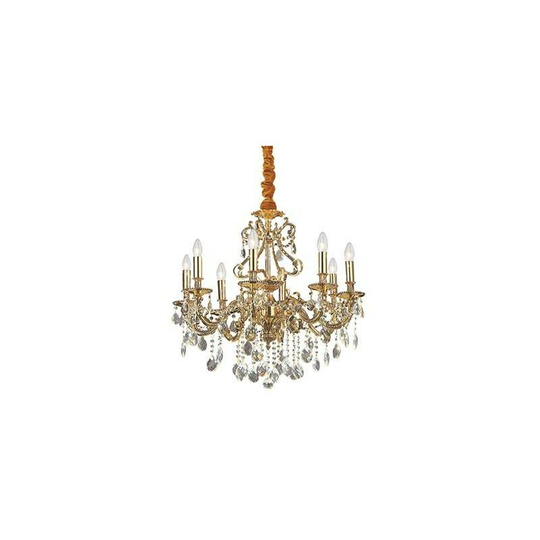 Ideal Lux Lighting - Ideal Lux Gioconda - 8 Light Crystal Chandelier Antique Gold Finish, E14