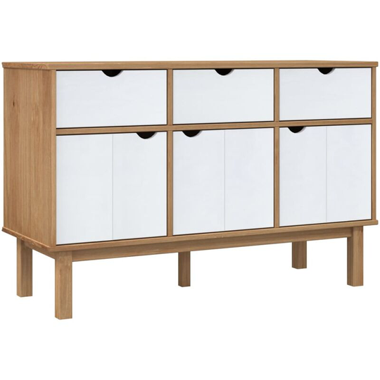 Sideboard Brown and White 114x43x73.5 cm Solid Wood Pine vidaXL - White