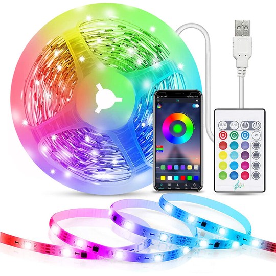 Qersta - 2M usb bluetooth Infrared Strip Light Music Rhythm Built-in Microphone tv tv Strip Light Set Style Modes, Timing Mode. [Energy class a+++]