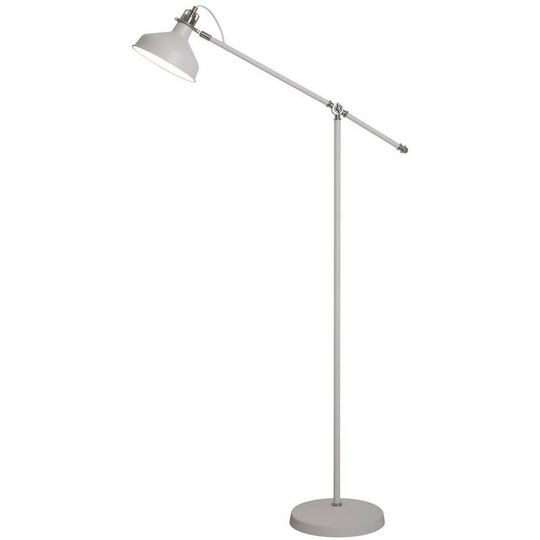 Adjustable Floor Lamp, 1 x E27, Sand White, Satin Nickel, White - Luminosa Lighting