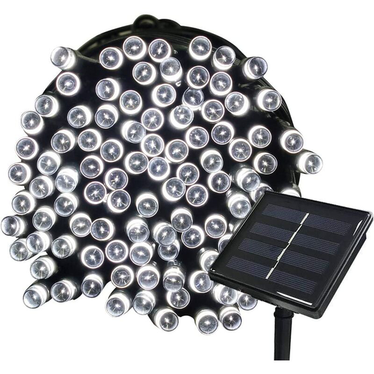 Aougo - 22M Solar Fairy Lights 200 led 8 String Lights Ideal for Party, Wedding, Birthday and Outdoor Garden (White)