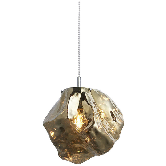 Endon Rock Modern Contemporary Single Pendant Light Metallic Bronze Glass Shade Chrome Plated