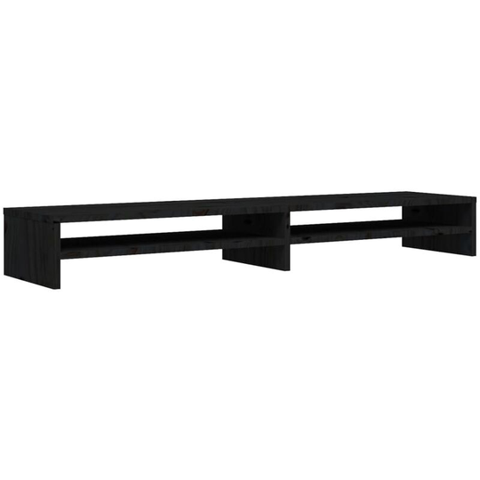 Monitor Stand Black 100x24x13 cm Solid Wood Pine vidaXL - Black
