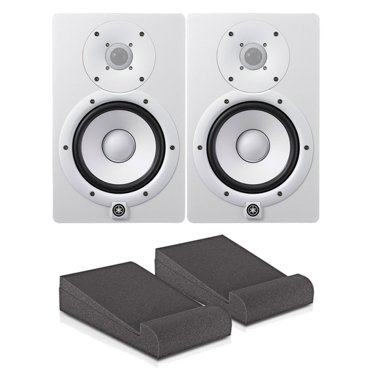 Yamaha HS7W Full-Range Studio Monitors White with Iso Pads (Pair)
