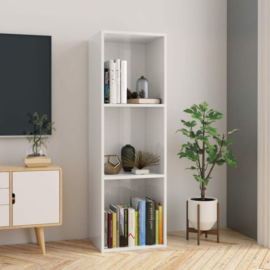 Book Cabinet/TV Cabinet High Gloss White 36x30x114 cm Chipboard - White