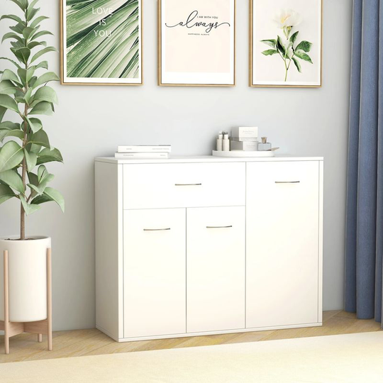 Hommoo Sideboard White 88x30x70 cm Chipboard