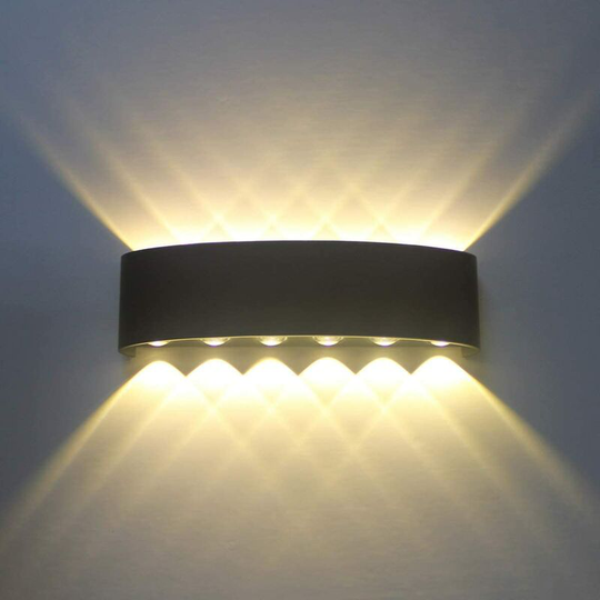 Aougo - 12W led Black Indoor Wall Light Modern Wall Lamp, Aluminum Sconce Light Fixture, Up Down Spot Light Night Lamp for Living Room Bedroom Hall