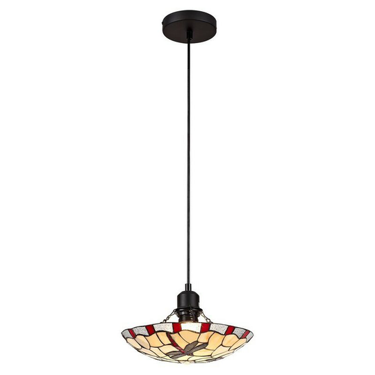 Luminosa Lighting - 1 Light Ceiling Pendant E27 With 35cm Tiffany Shade, Blue, Clear Crystal, Black