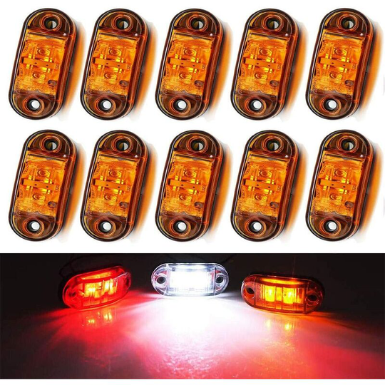 Aougo - Side Marker Light, 10pc Work Lights 12V Waterproof Car External Lamp Warning Tail Light Auto Truck Trailer Signal Light (Amber)