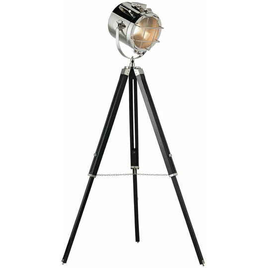 Industrial Tripod Floor Lamp Matt Black E27 Theatre Spot Light Standing Height