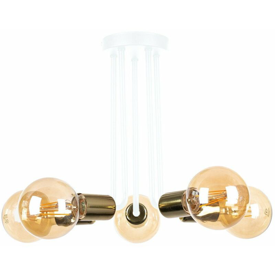 Keter Venna Multi Arm Semi Flush Ceiling Light White, Gold, 30cm, 5x E27