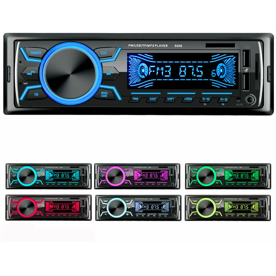 Car Radio Bluetooth Car Radio, 1Din Car Radio, 4x60W Car Radio 7 Color Stereo fm Radio USB/SD/AUX/EQ/MP3 Player Pioneer Car Radio