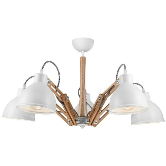 Marcello Adjustable Multi Arm Pendant Ceiling Light White, 5x E27