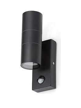 Camden 2 Light Up And Down Wall Light With Pir Sensor - Textured Black