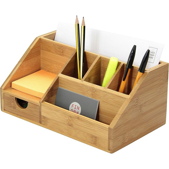 Osqi - Multimedia Office Supplies Organizer, Bamboo Letter Holder